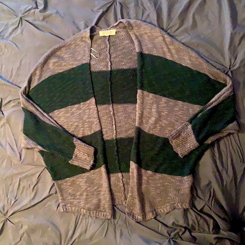 Pink Rose Green/Gray Cardigan